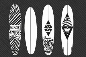 surfboard crossing snowboard as a logo tattoo idea