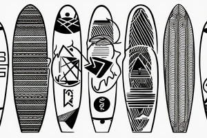 Logo: surfboard crossing snowboard tattoo idea