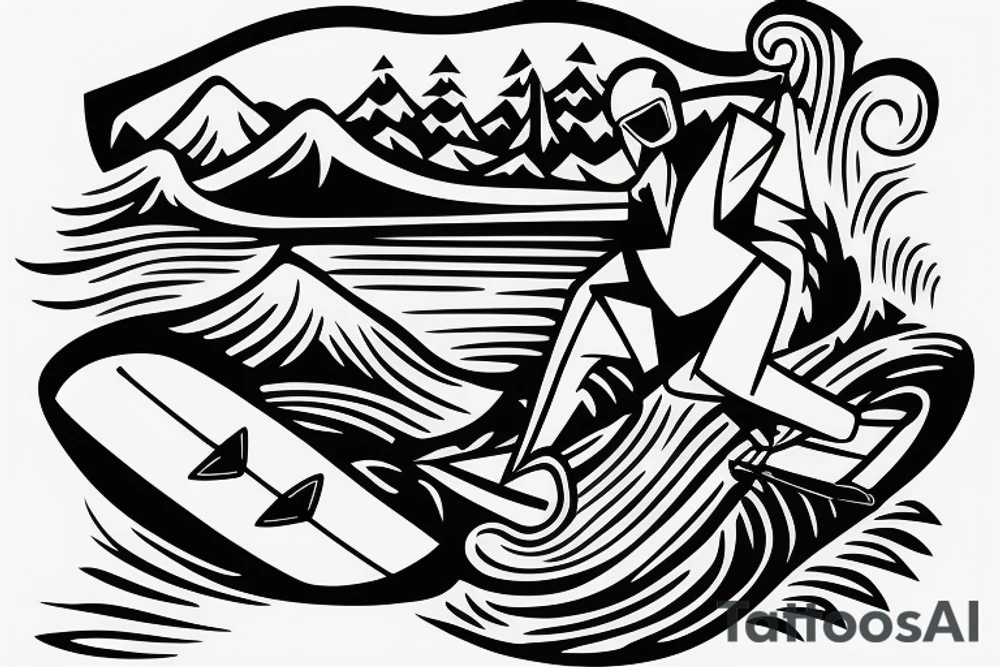 Logo: surfboard crossing snowboard tattoo idea