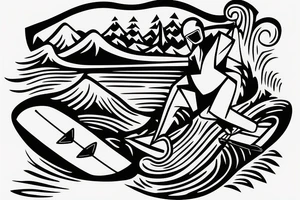 Logo: surfboard crossing snowboard tattoo idea