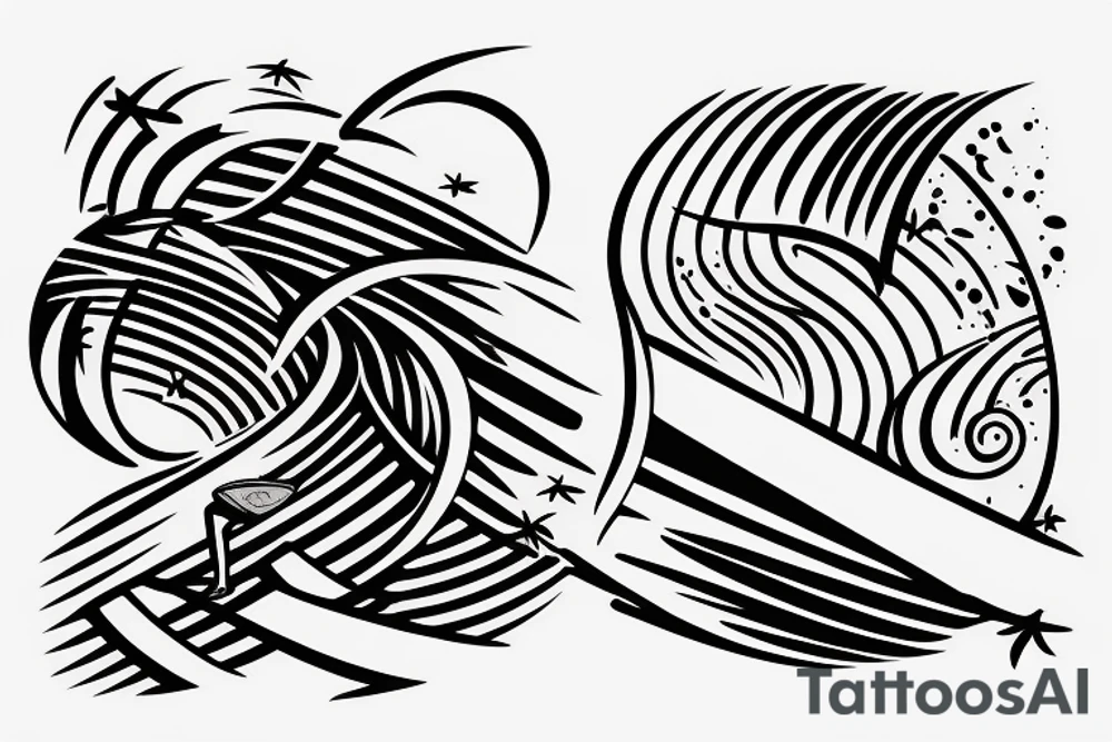 Logo: surfboard crossing snowboard tattoo idea