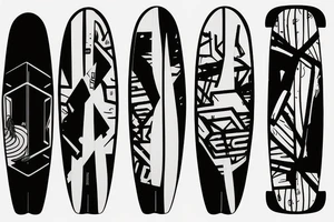 Single-line surfboard crossing snowboard tattoo idea