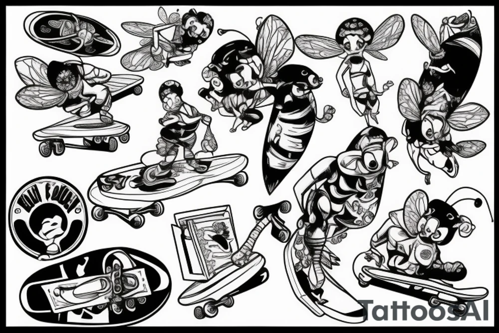 Bee on a skateboard tattoo idea