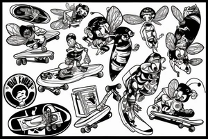 Bee on a skateboard tattoo idea