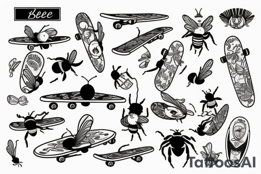 Bee on a skateboard tattoo idea