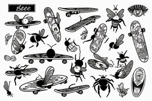 Bee on a skateboard tattoo idea