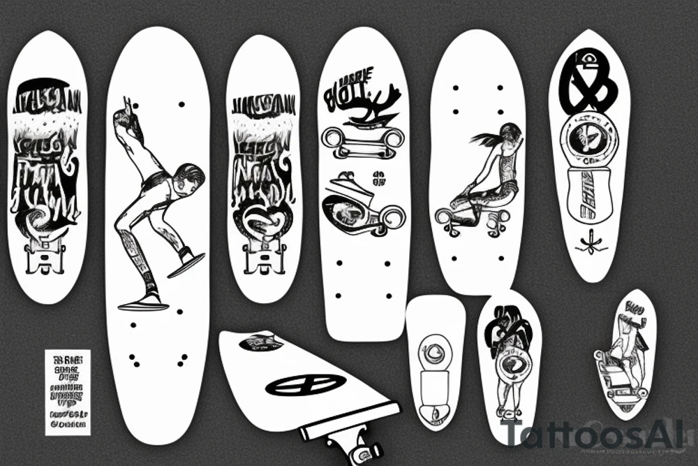 skateboard cross surfboard tattoo idea