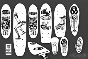 skateboard cross surfboard tattoo idea