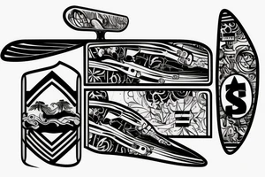skateboard cross surfboard tattoo idea
