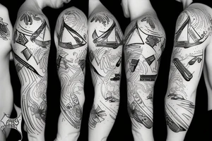 skateboard cross surfboard tattoo idea