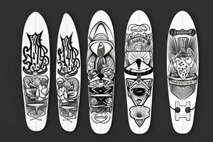 skateboard cross surfboard tattoo idea