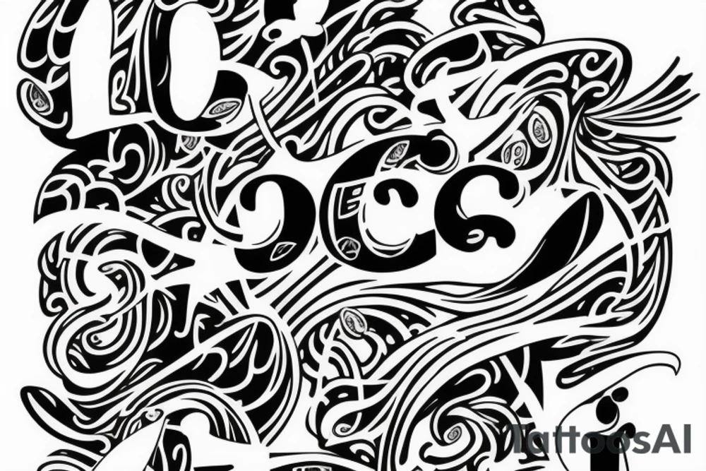 Letters M W T on a surfboard tattoo idea
