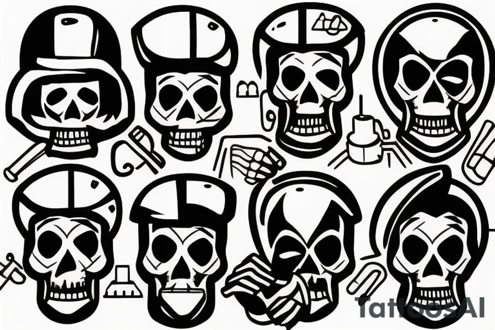 Skeleton concrete worker tattoo idea