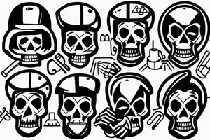 Skeleton concrete worker tattoo idea