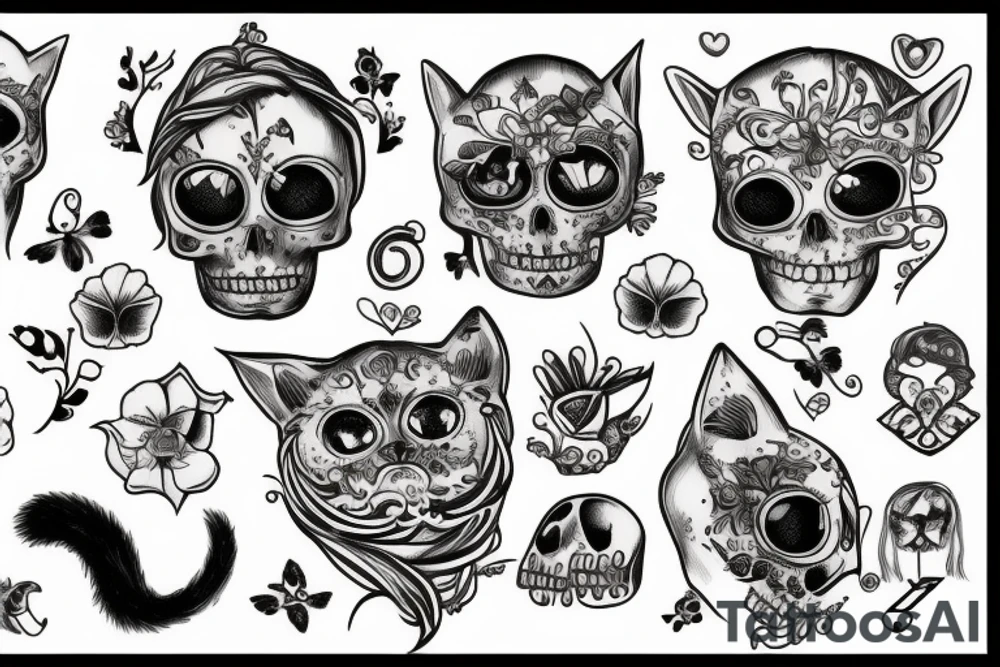 memento mori with a cat tattoo idea