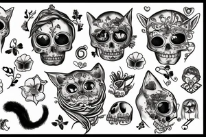 memento mori with a cat tattoo idea
