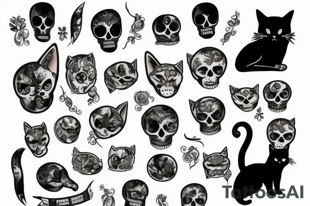 memento mori with a cat tattoo idea