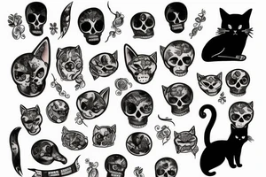 memento mori with a cat tattoo idea
