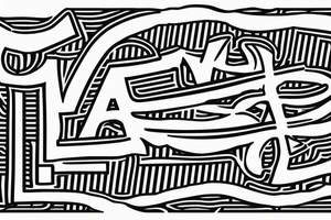 Logo with surfboard featuring the letters W, M, and T in a minimalist style tattoo idea