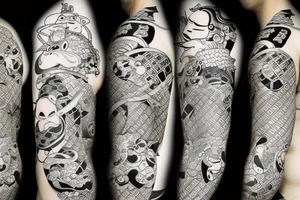 Samurai fighting action tattoo idea
