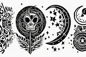 Dagger with a moon and cristals tattoo idea