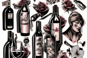 broken hear and bottle of red wine tattoo idea
