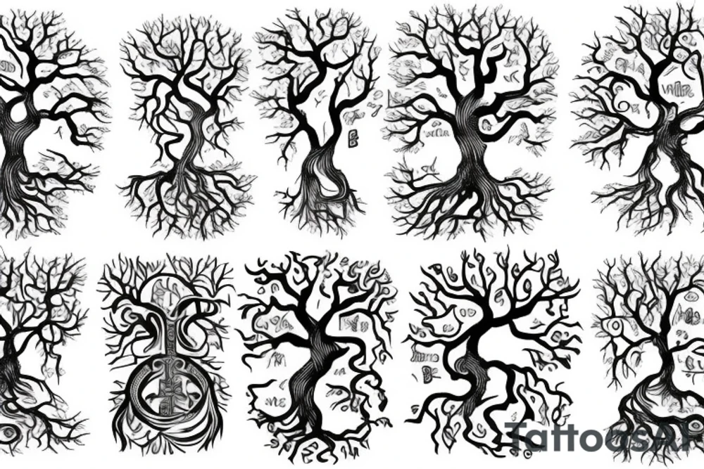 yggdrasil, the tree of life, norse mythodology tattoo idea