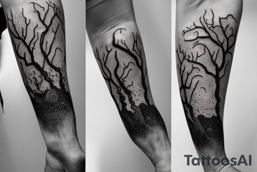 Yggdrasil a gargantuan living ash tree with branches extending above the heavens and a trunk strongly latched into the ground by three great roots tattoo idea