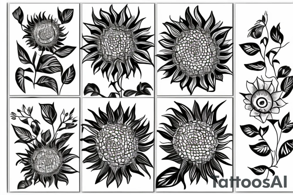 Sunflowers blending into text tattoo idea