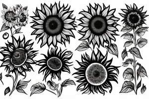 Sunflowers blending into text tattoo idea