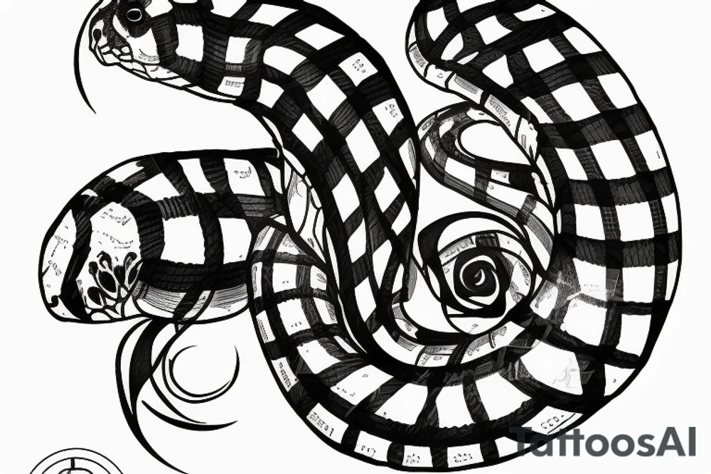 Plaid black snake tattoo idea
