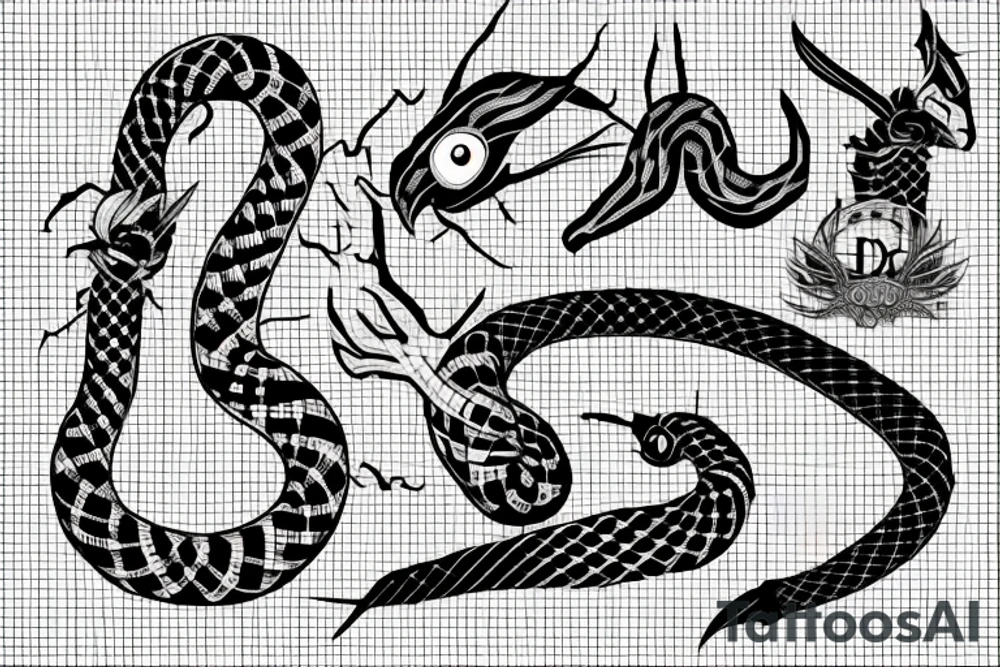 Plaid black snake tattoo idea