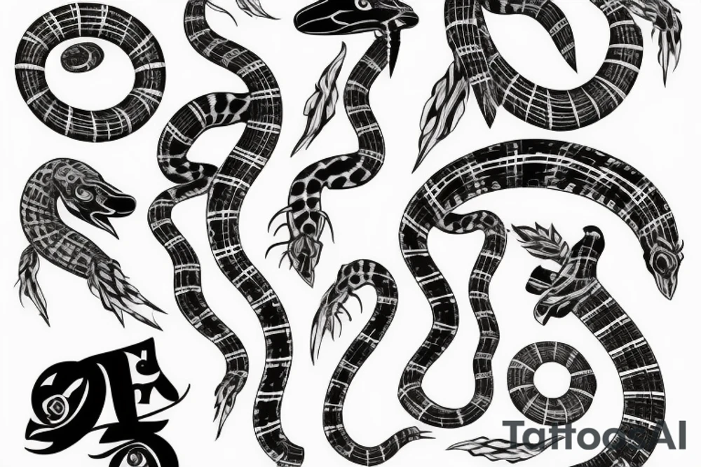 Plaid black snake tattoo idea