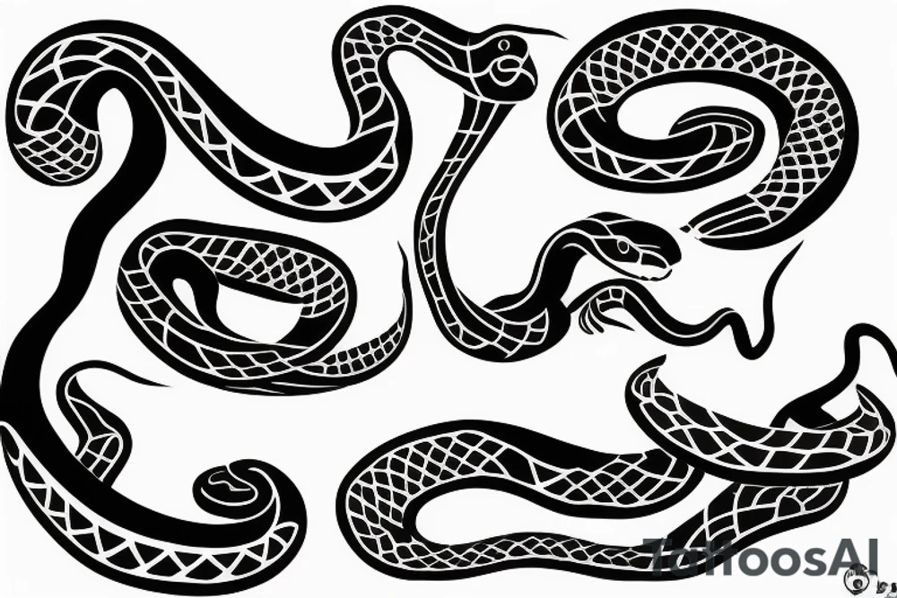 Black snake with white lines tattoo idea