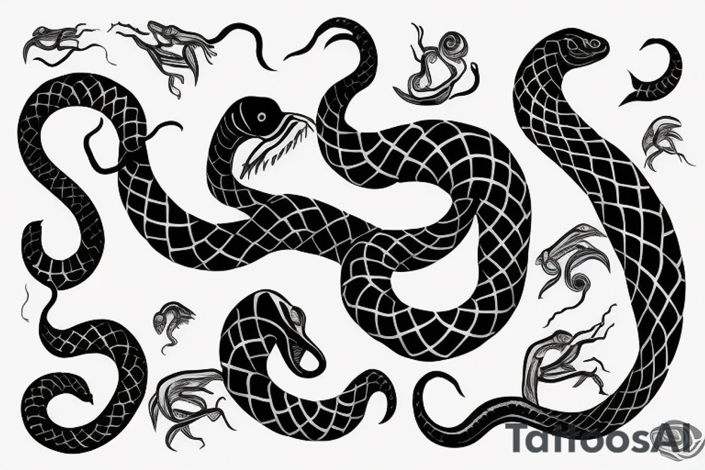 Black snake with white lines tattoo idea