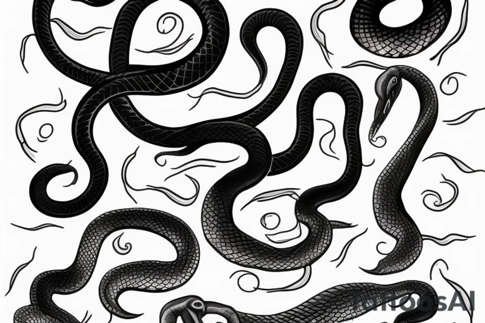 Black snake with white lines tattoo idea