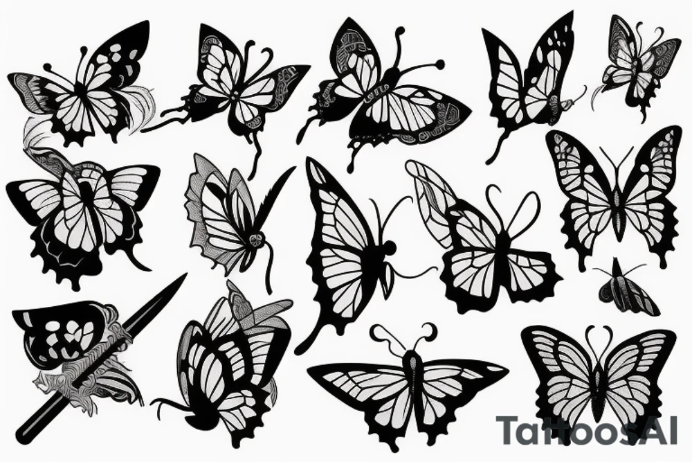 sword and butterfly tattoo idea