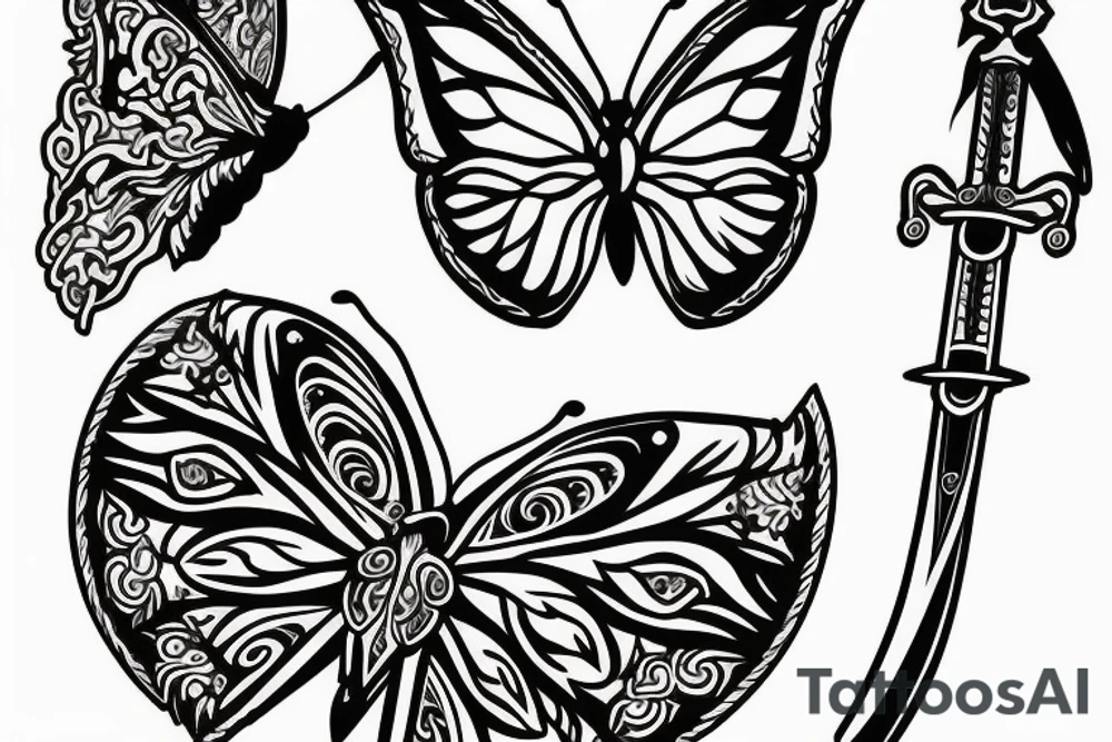 sword and butterfly tattoo idea