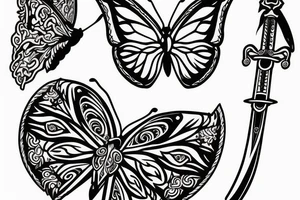 sword and butterfly tattoo idea