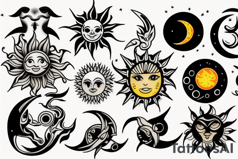 sun and moon tattoo idea