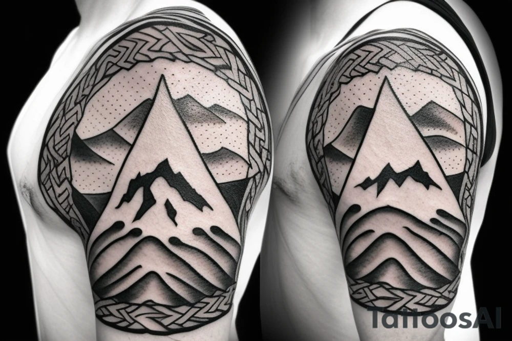 Mountain with viking rune tattoo idea