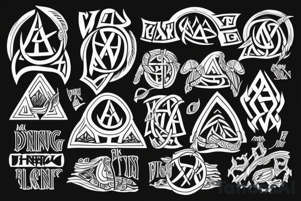 Mountain with viking rune tattoo idea