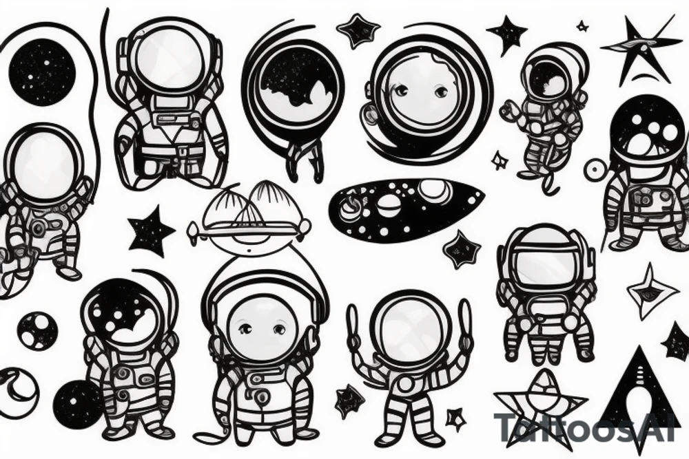 Galaxy, astronaut, family, introvert tattoo idea