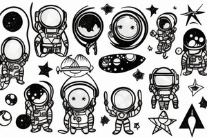 Galaxy, astronaut, family, introvert tattoo idea