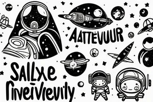Galaxy, astronaut, family, introvert tattoo idea