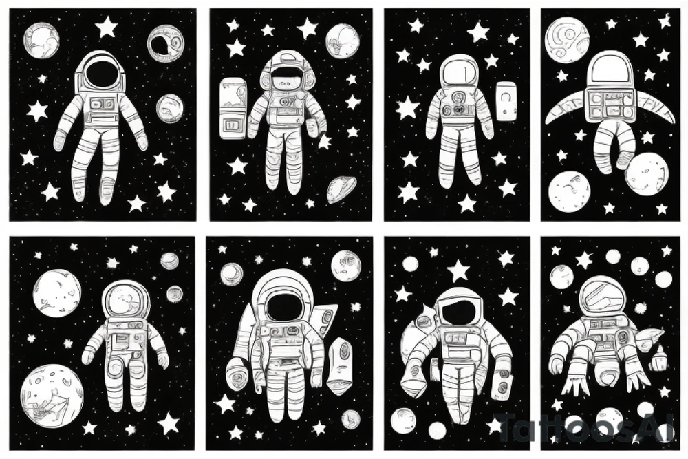 Galaxy, astronaut, family, introvert tattoo idea