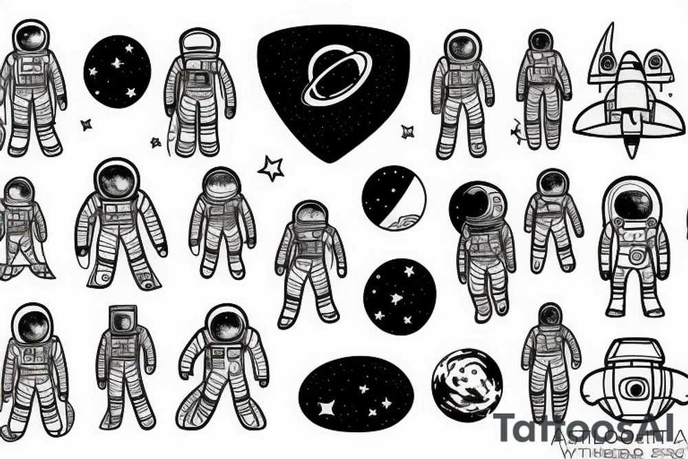Galaxy, astronaut, family, introvert tattoo idea