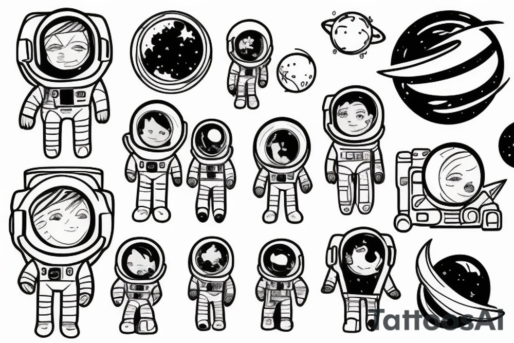 Galaxy, astronaut, family, introvert tattoo idea