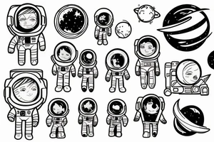 Galaxy, astronaut, family, introvert tattoo idea
