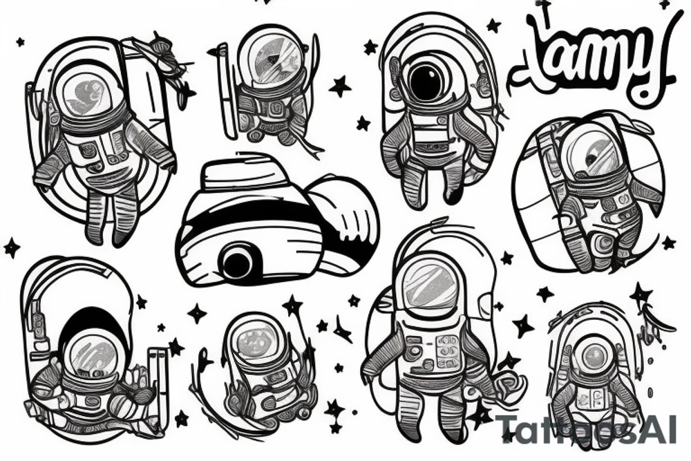 Galaxy, astronaut, family, introvert tattoo idea